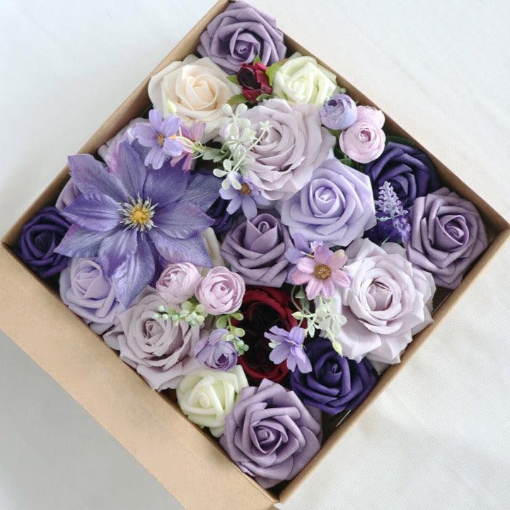 Simulated mixed purple rose silk fabric aircraft box DIY interior decoration - Uflower