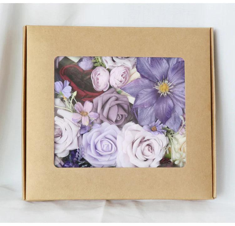 Simulated mixed purple rose silk fabric aircraft box DIY interior decoration - Uflower
