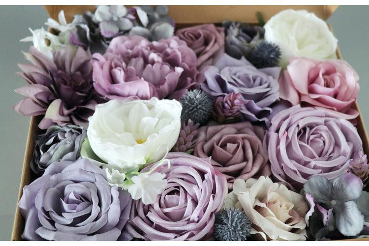 Simulated Purple Mixed Rose Silk Fabric Aircraft Box DIY Interior Decoration - Uflower