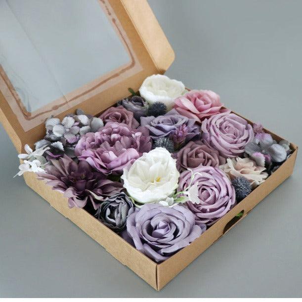 Simulated Purple Mixed Rose Silk Fabric Aircraft Box DIY Interior Decoration - Uflower