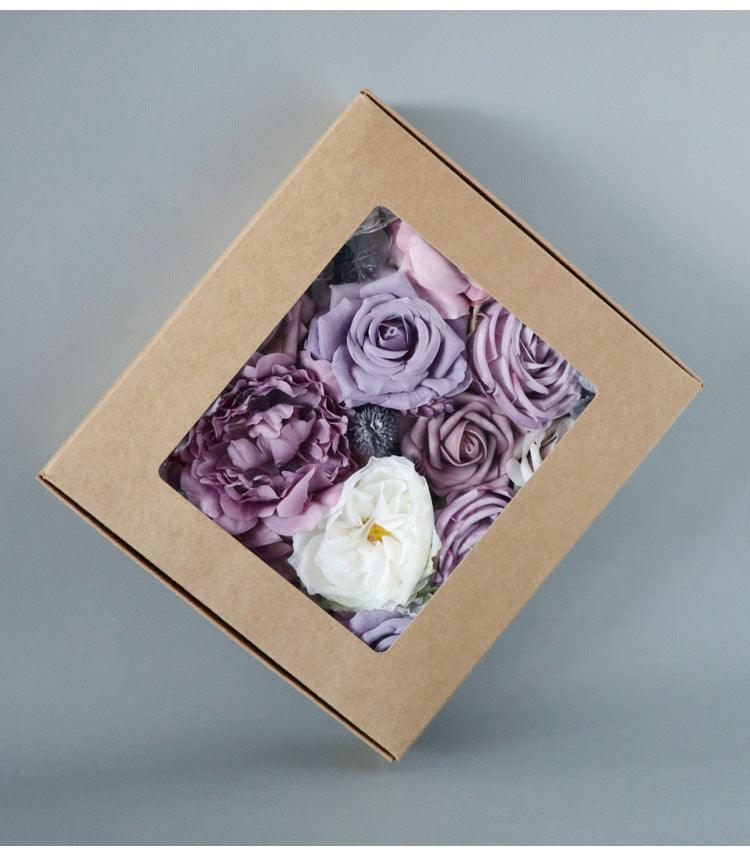 Simulated Purple Mixed Rose Silk Fabric Aircraft Box DIY Interior Decoration - Uflower