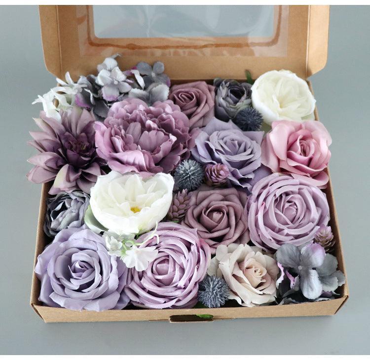 Simulated Purple Mixed Rose Silk Fabric Aircraft Box DIY Interior Decoration - Uflower