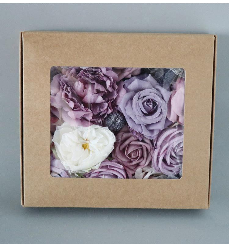 Simulated Purple Mixed Rose Silk Fabric Aircraft Box DIY Interior Decoration - Uflower