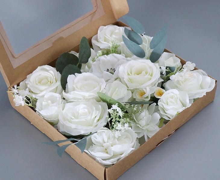 Simulated brownish white rose silk fabric aircraft box DIY interior decoration - Uflower