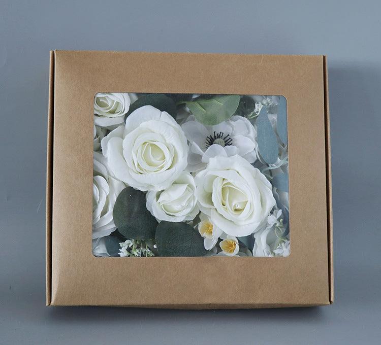 Simulated brownish white rose silk fabric aircraft box DIY interior decoration - Uflower