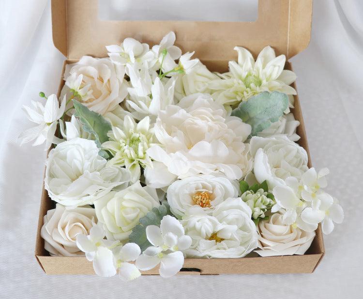 Simulated white green rose silk fabric aircraft box DIY interior decoration - Uflower
