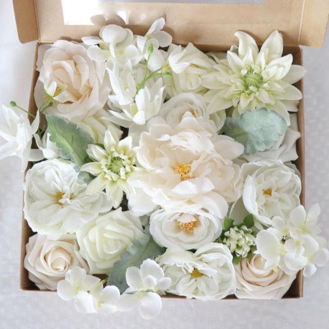 Simulated white green rose silk fabric aircraft box DIY interior decoration - Uflower