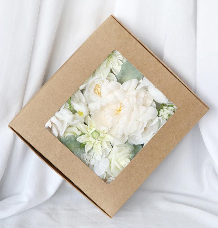 Simulated white green rose silk fabric aircraft box DIY interior decoration - Uflower
