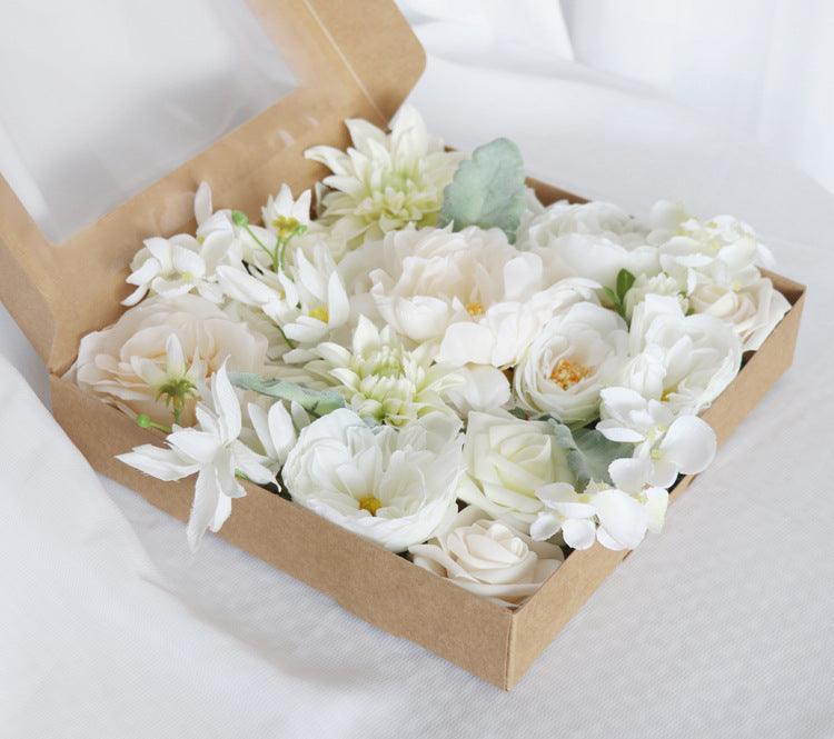 Simulated white green rose silk fabric aircraft box DIY interior decoration - Uflower