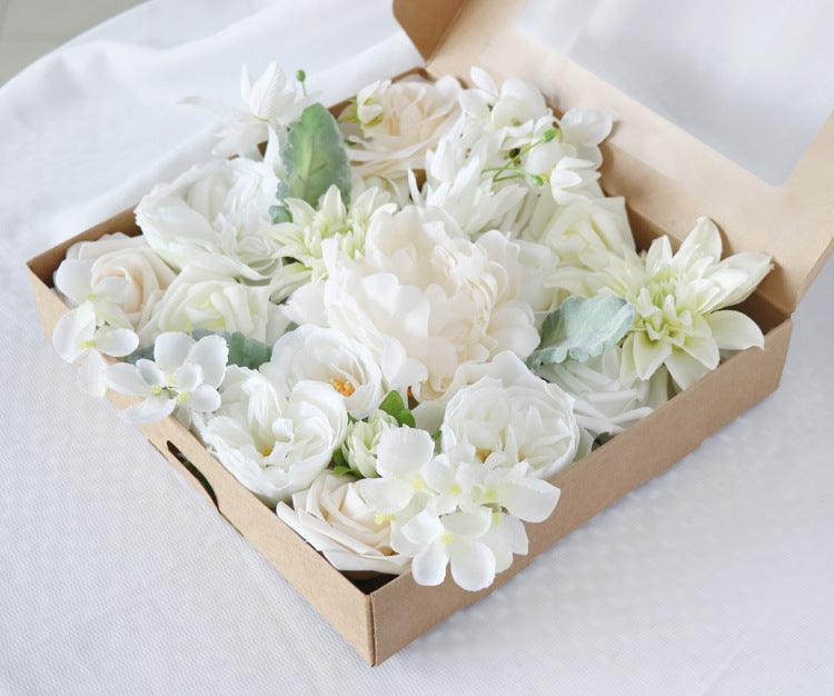 Simulated white green rose silk fabric aircraft box DIY interior decoration - Uflower
