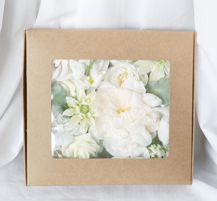 Simulated white green rose silk fabric aircraft box DIY interior decoration - Uflower