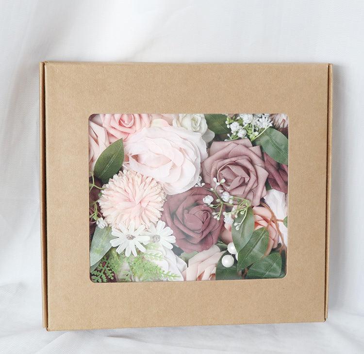 Simulated mixed pink purple rose silk fabric aircraft box DIY interior decoration - Uflower