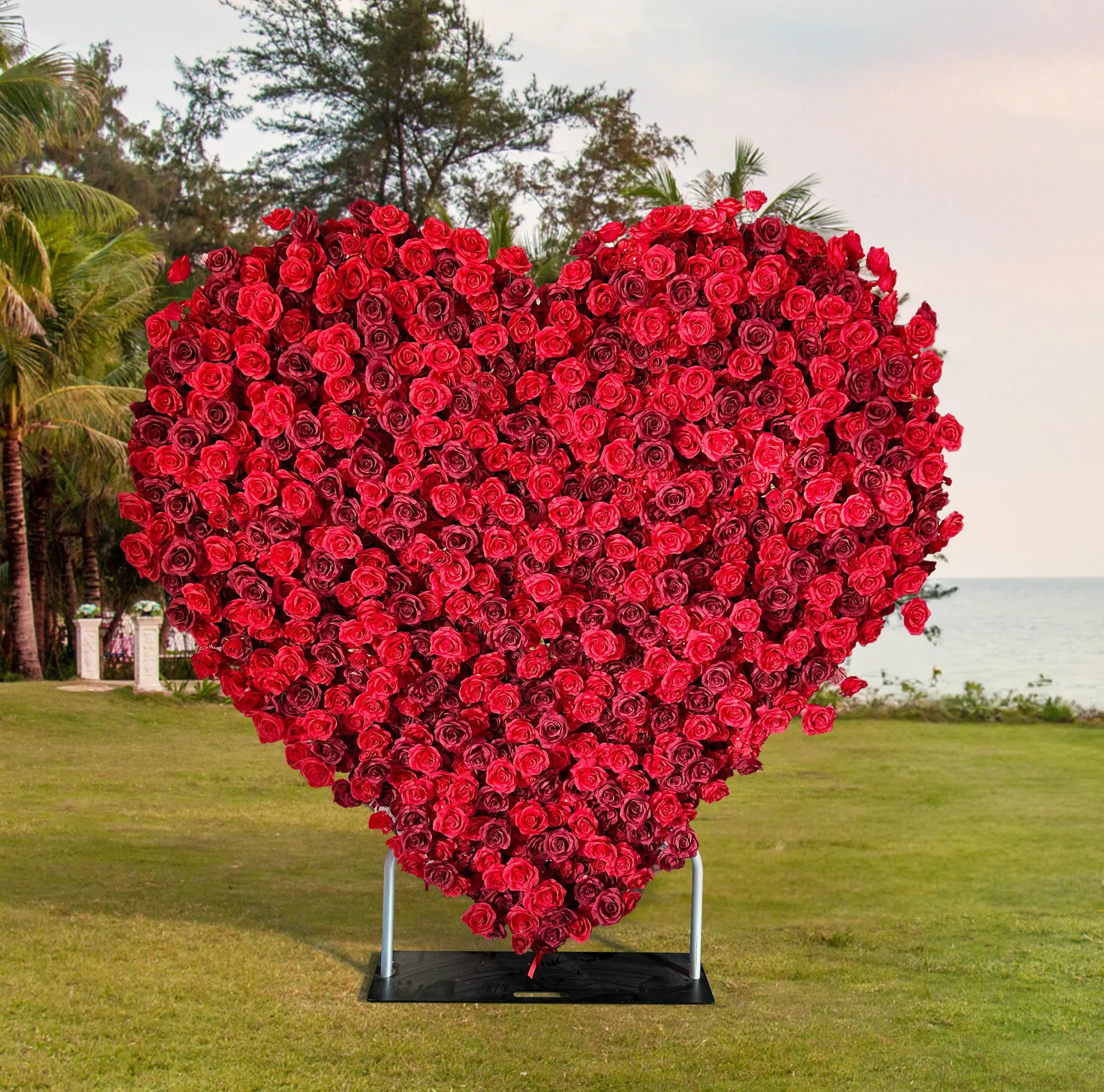 Flower wall heart-shaped red rose wedding party proposal decoration Without Stand - Uflower