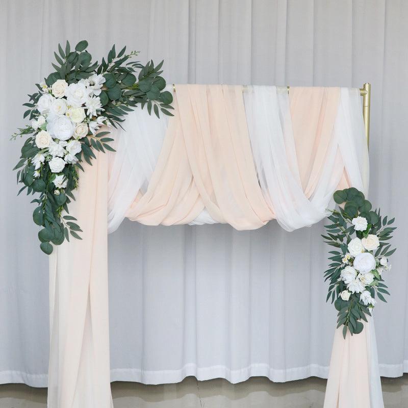 Bohemian White Rose Wedding Arch Hanging Corner Floral Decor - Uflower