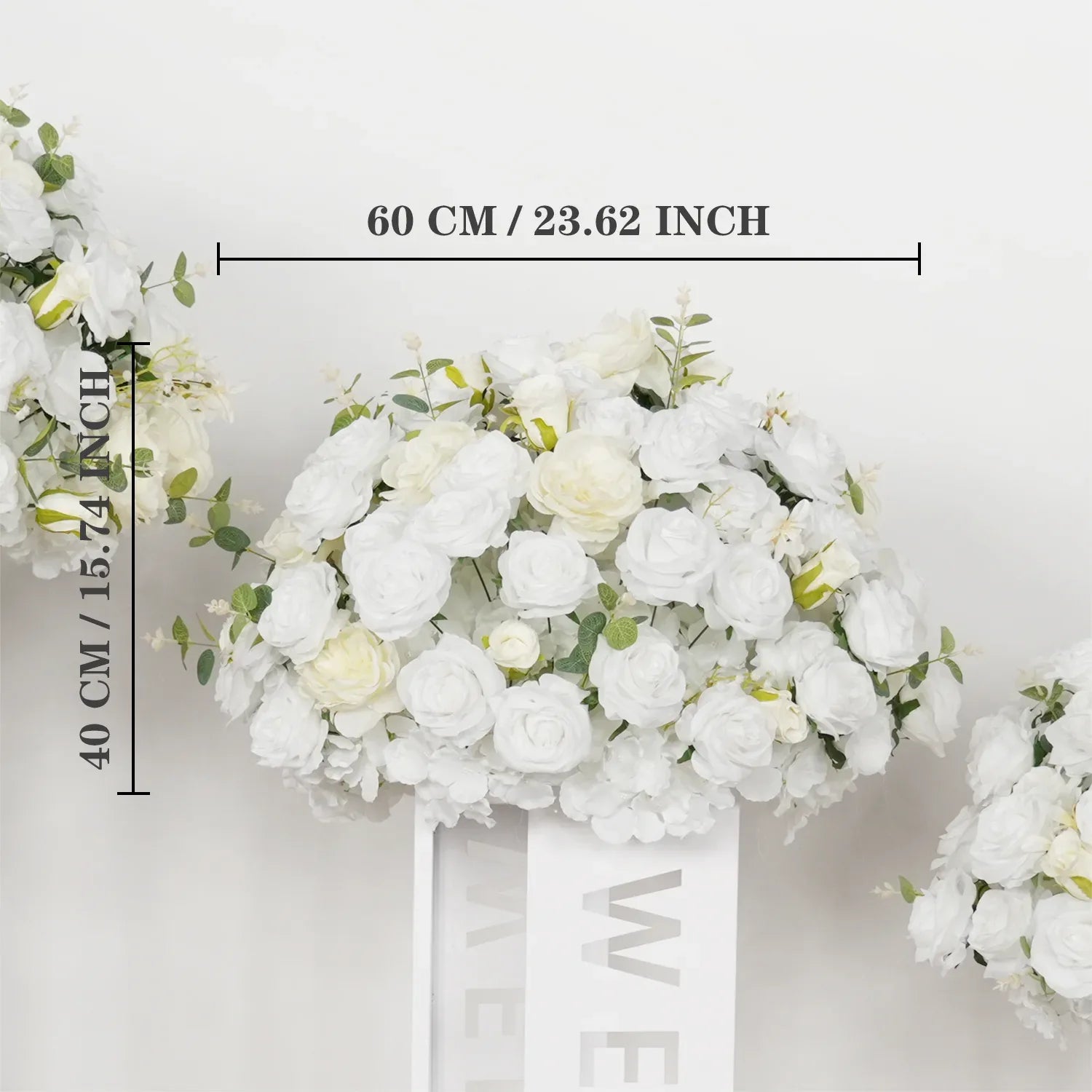 Uflower Hydrangea White Rose Aritificial Flower Ball Table Centrepiece Decor MB80045-01 - Uflower