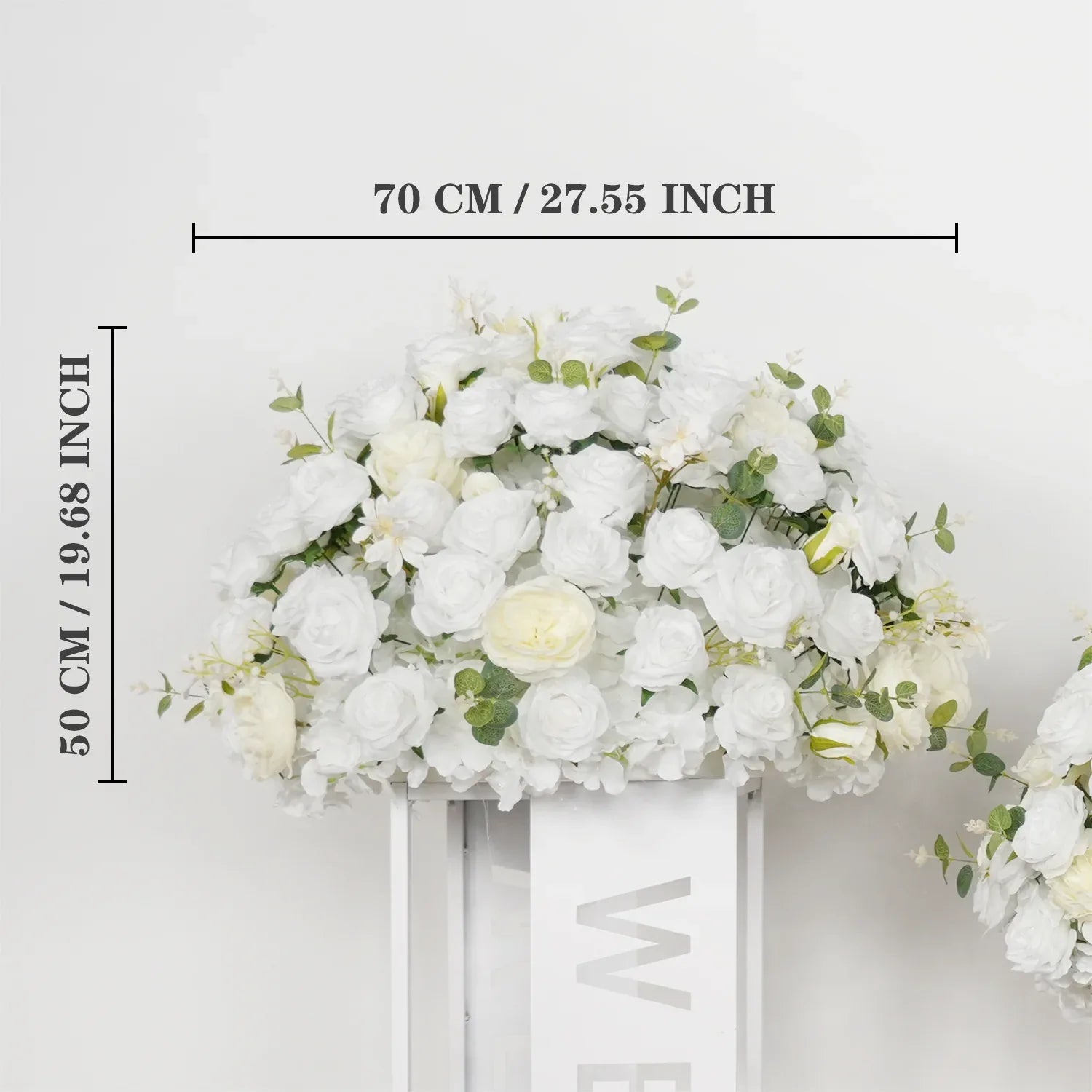 Uflower Hydrangea White Rose Aritificial Flower Ball Table Centrepiece Decor MB80045-01 - Uflower