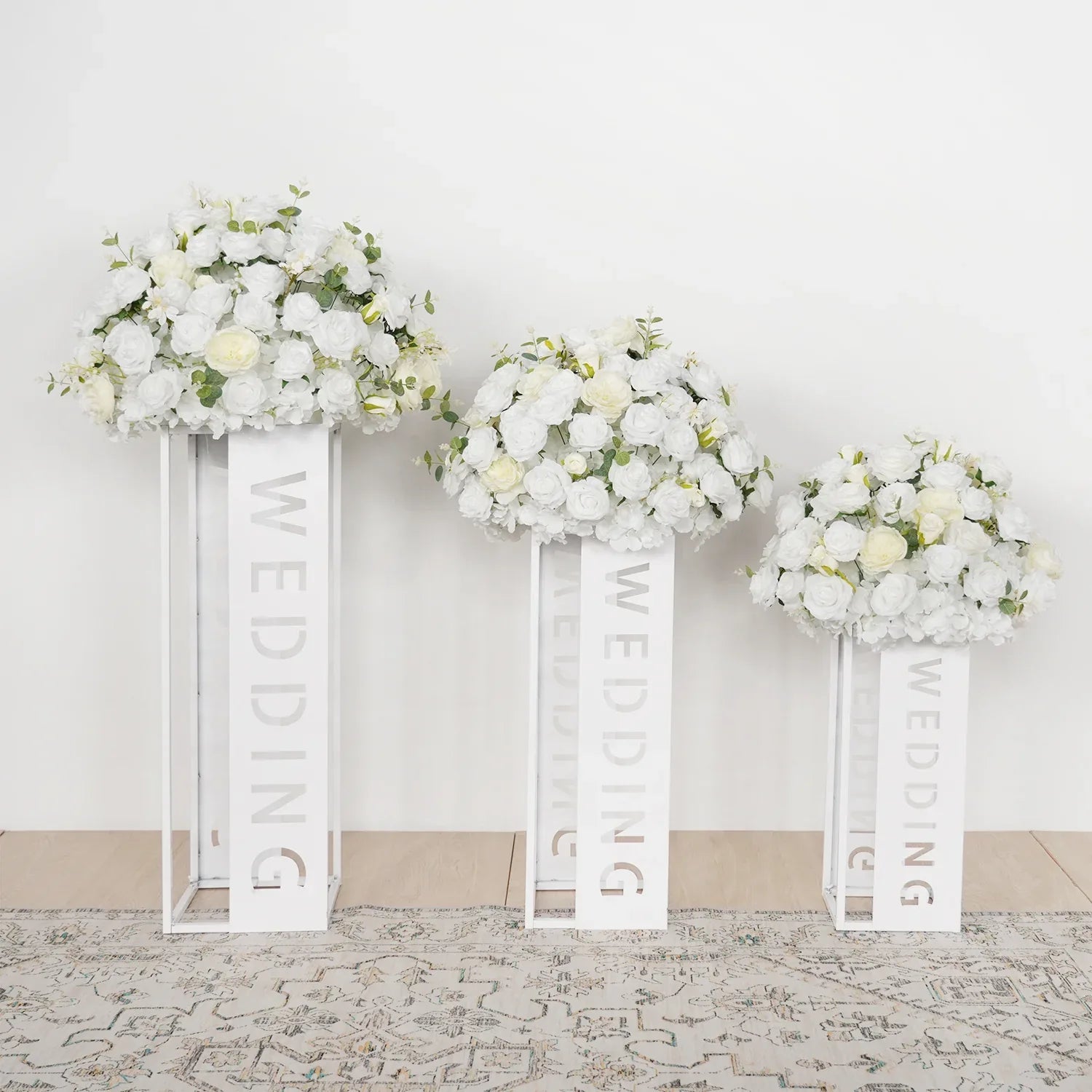 Uflower Hydrangea White Rose Aritificial Flower Ball Table Centrepiece Decor MB80045-01 - Uflower