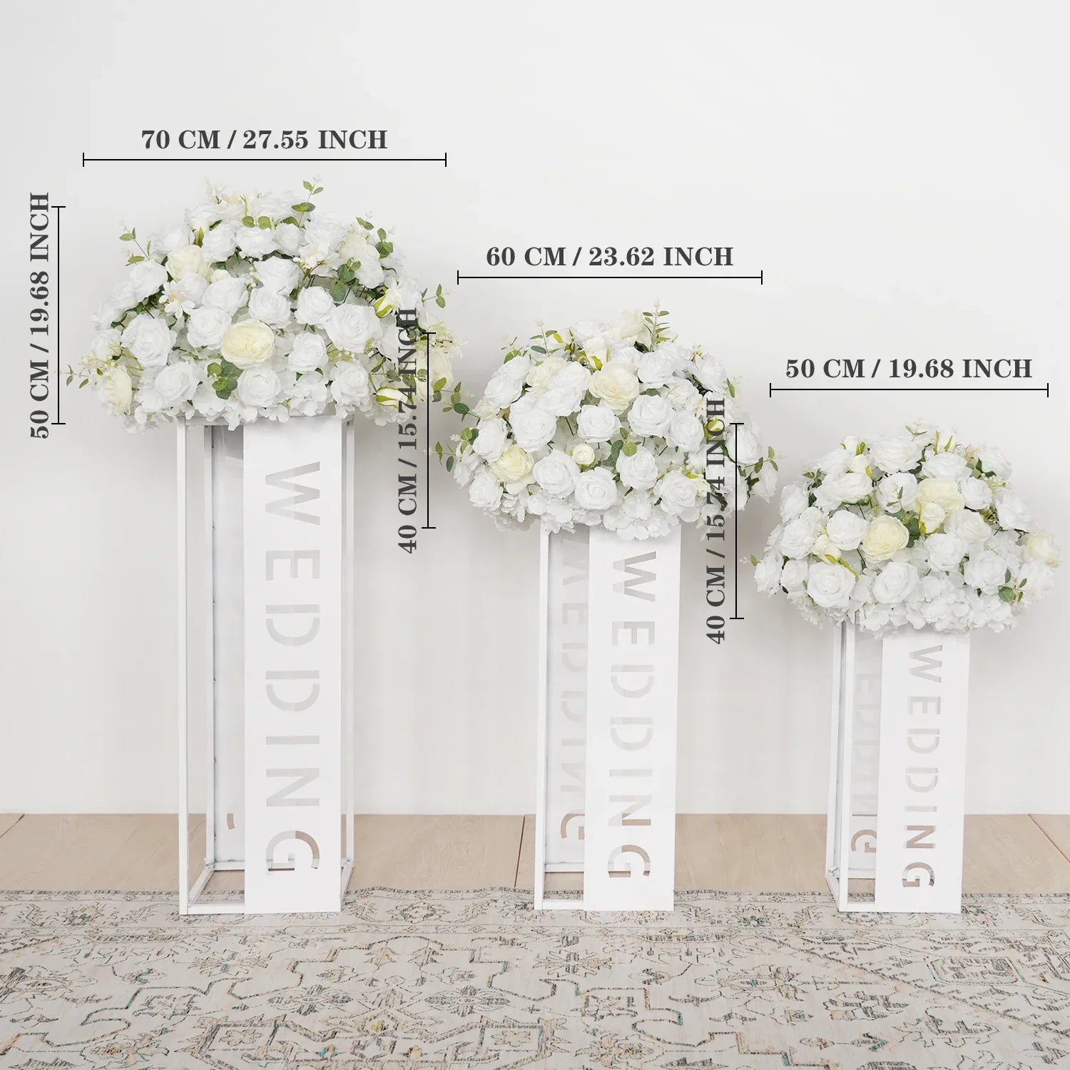 Uflower Hydrangea White Rose Aritificial Flower Ball Table Centrepiece Decor MB80045-01 - Uflower