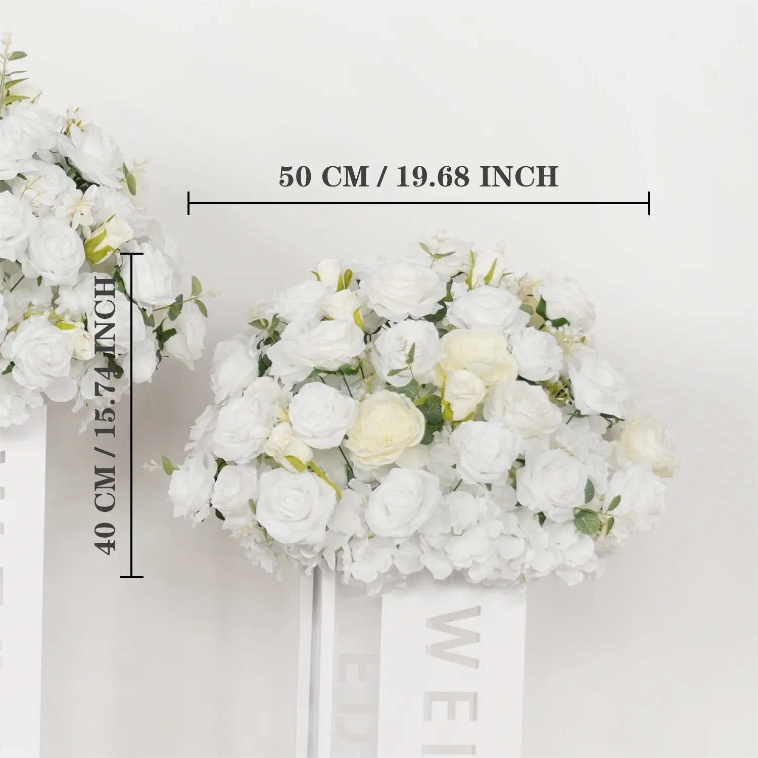 Uflower Hydrangea White Rose Aritificial Flower Ball Table Centrepiece Decor MB80045-01 - Uflower