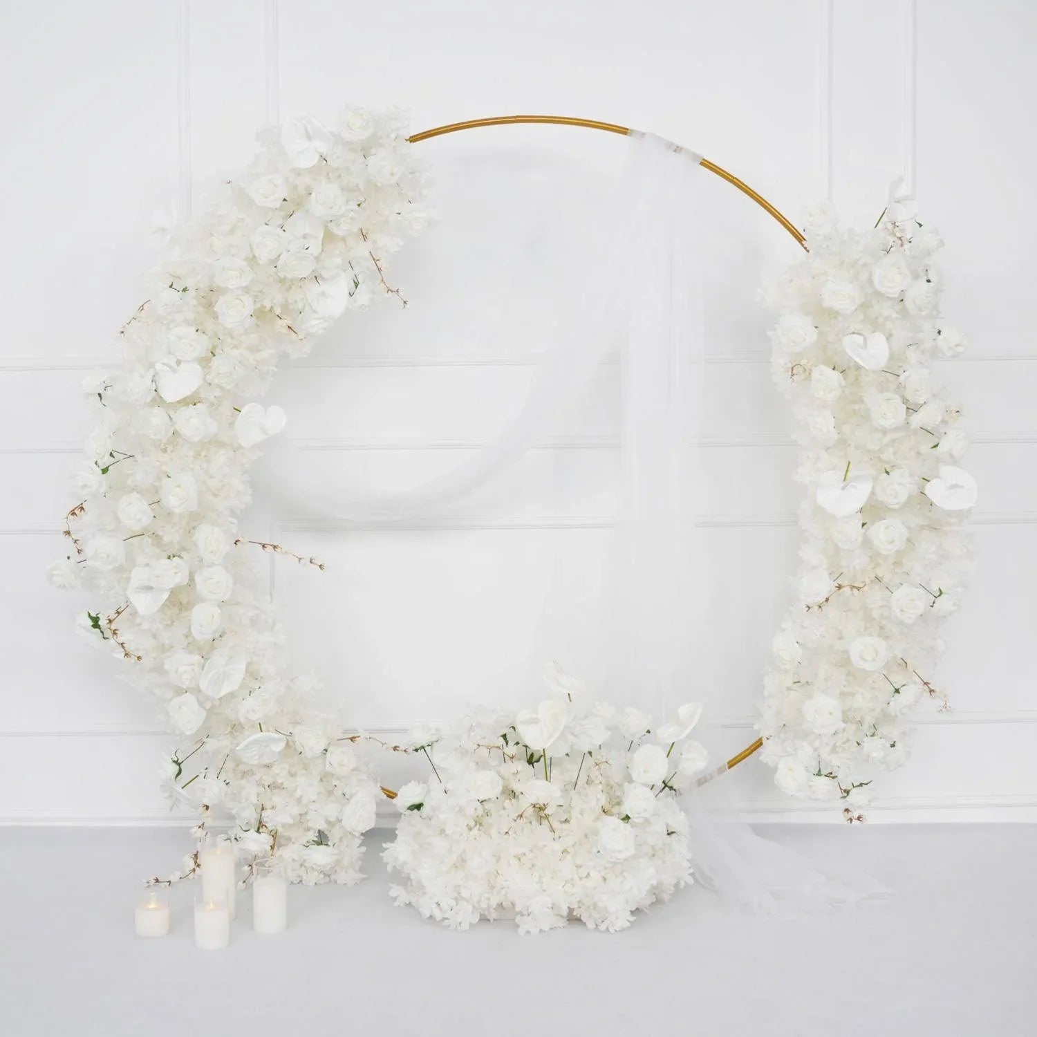 Uflower Artificial White Row Rose Cherry Blossom Set SET80005 - Uflower