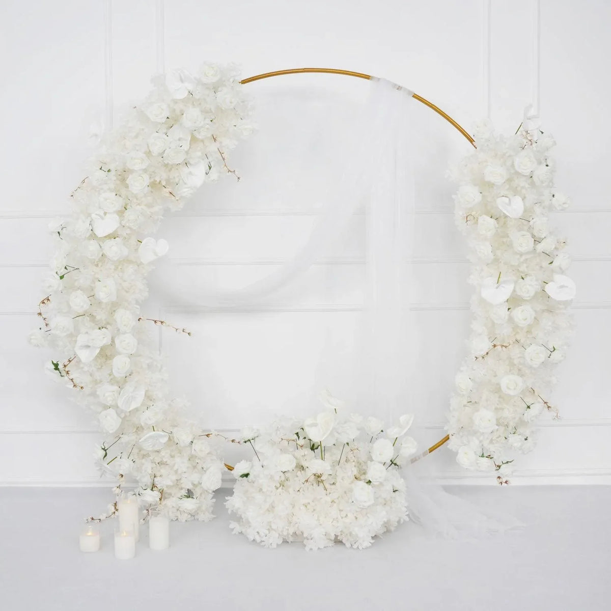Uflower Artificial White Row Rose Cherry Blossom Set SET80005 - Uflower