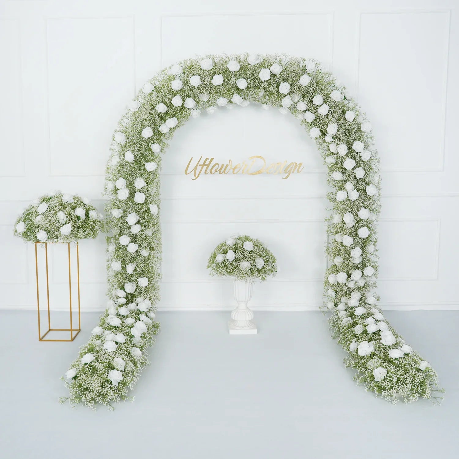 Uflower Luxury White Rose Flower Arch Event Wedding Decor SET80004 - Uflower