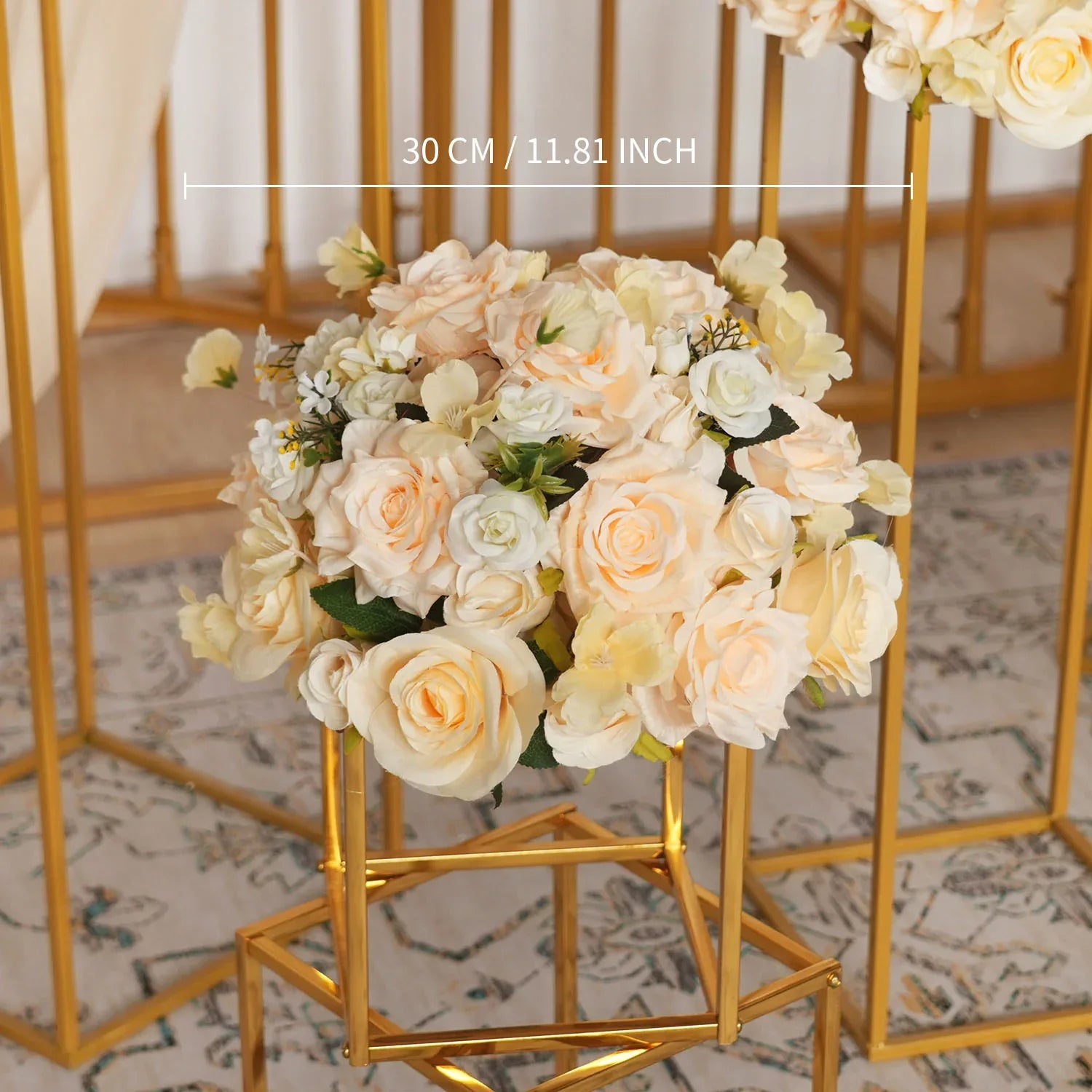 Uflower Artificial 35CM Champagne Rose Table Centerpiece MB80021-01 - Uflower