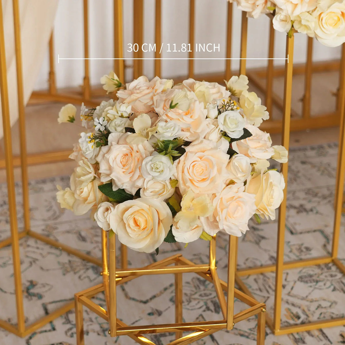 Uflower Artificial 35CM Champagne Rose Table Centerpiece MB80021-01 - Uflower