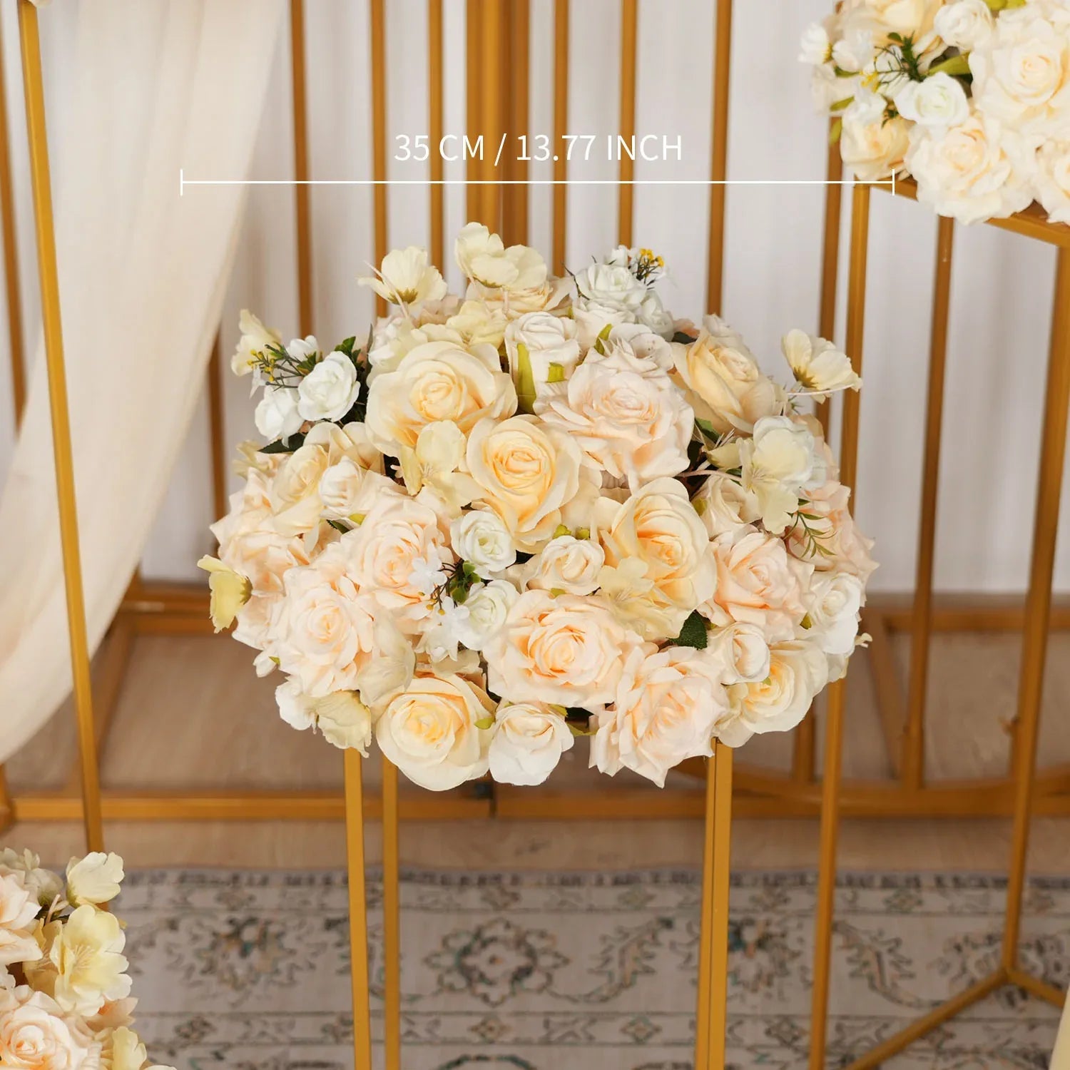 Uflower Artificial 35CM Champagne Rose Table Centerpiece MB80021-01 - Uflower