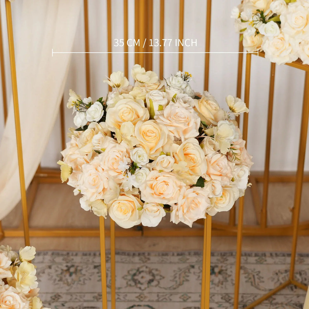 Uflower Artificial 35CM Champagne Rose Table Centerpiece MB80021-01 - Uflower