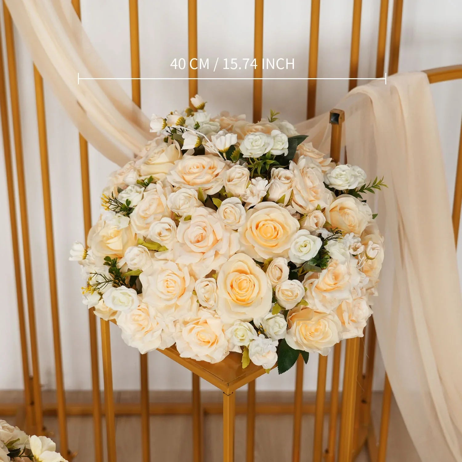 Uflower Artificial 35CM Champagne Rose Table Centerpiece MB80021-01 - Uflower