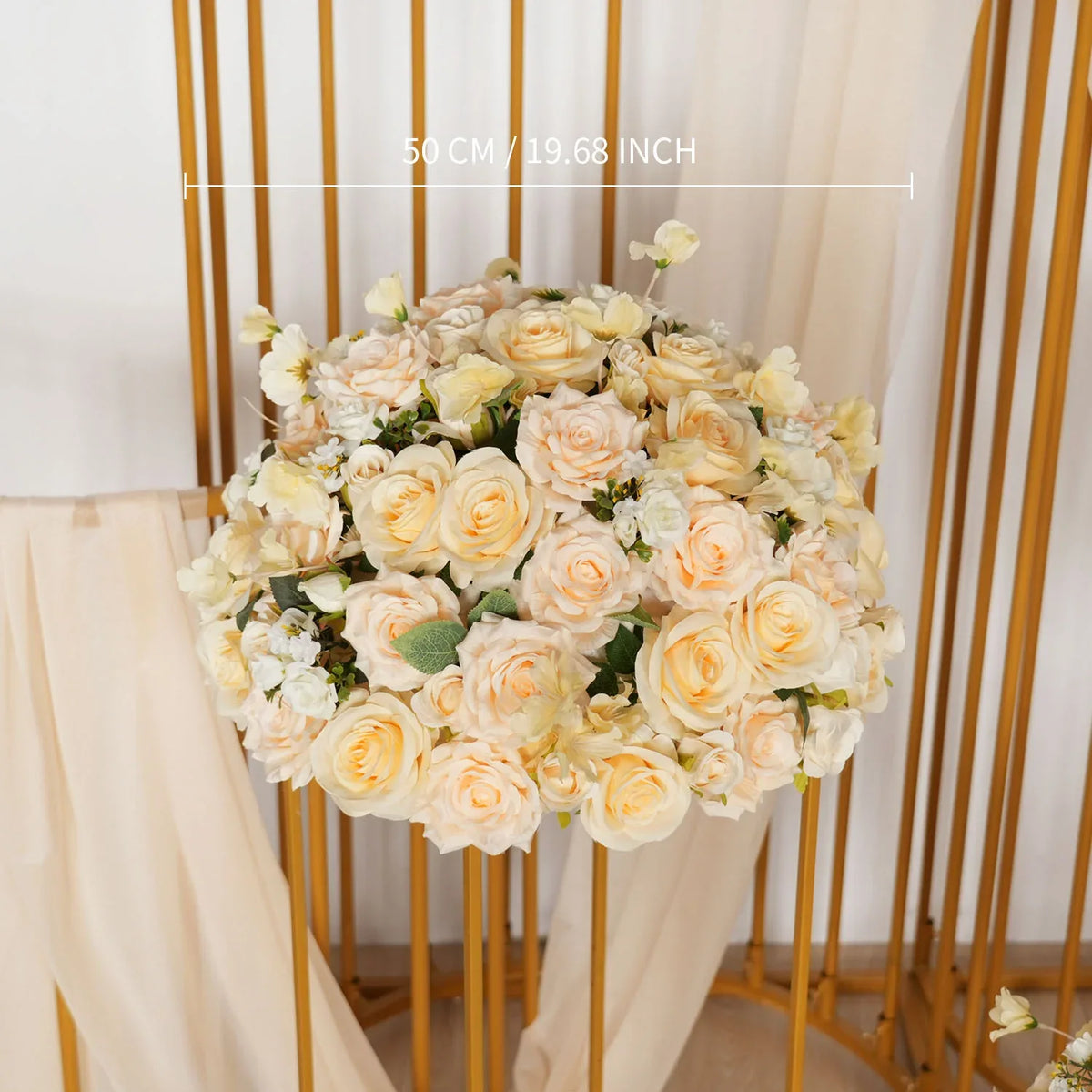 Uflower Artificial 35CM Champagne Rose Table Centerpiece MB80021-01 - Uflower