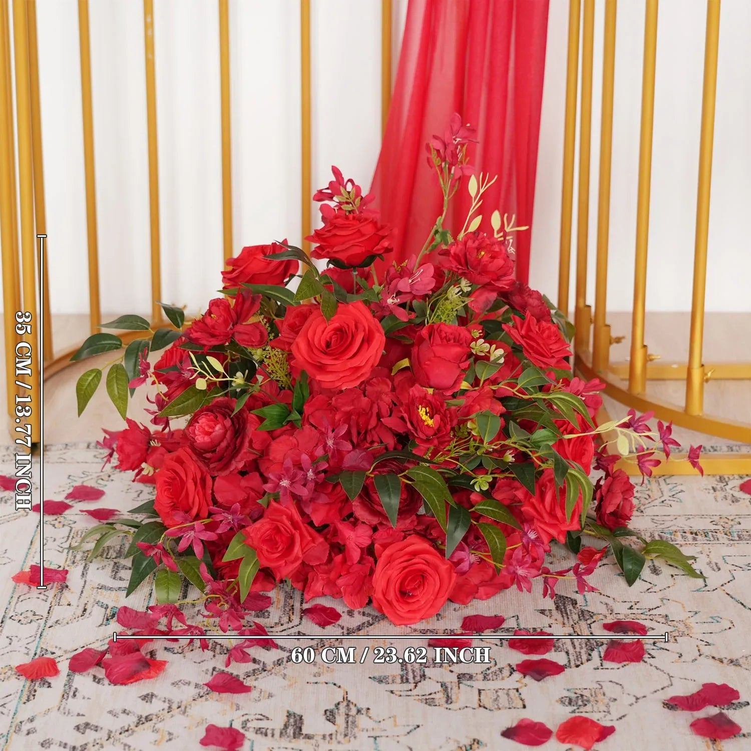 Uflower Artificial Red Wedding KT Backdrop Flower Decor SET80059 - Uflower