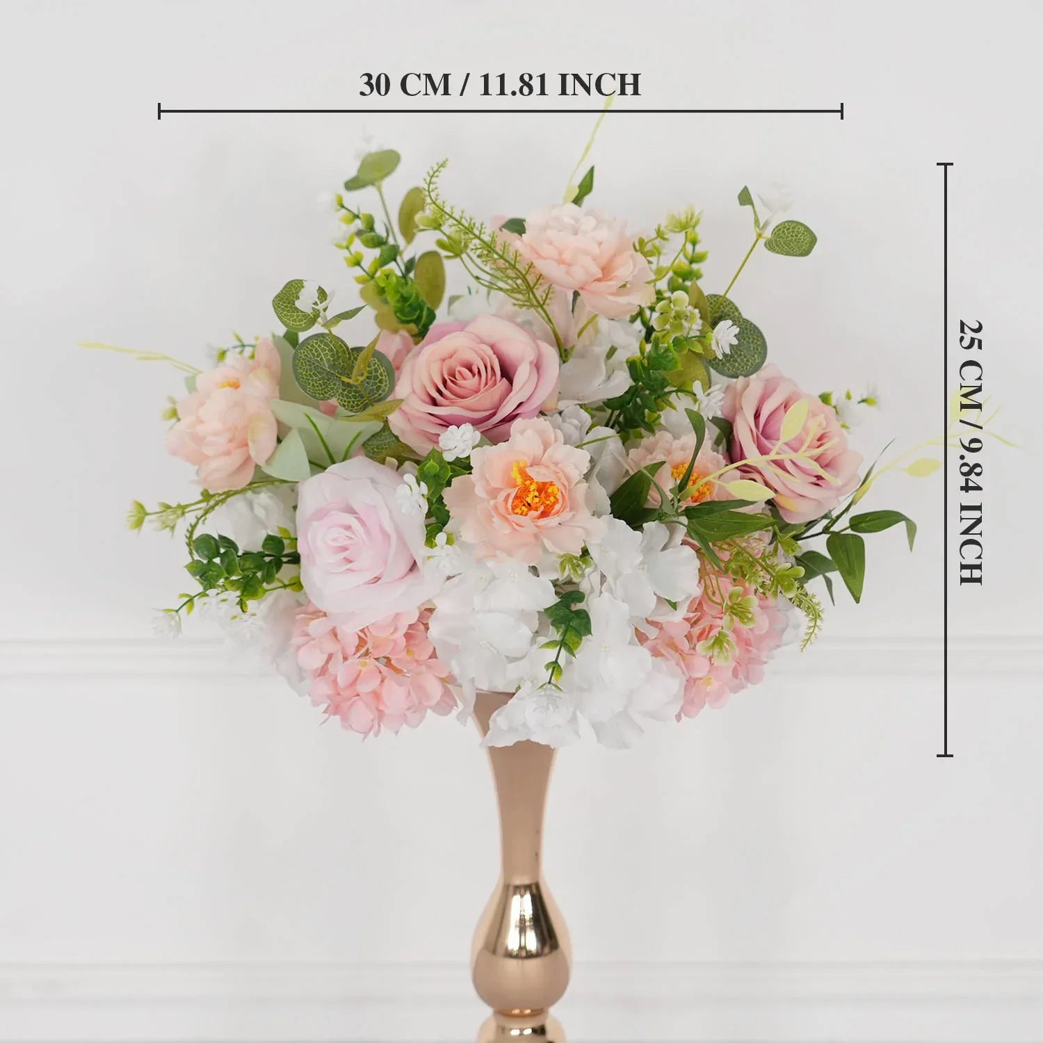 Uflower Pink White Rose Green Leaf Table Centerpieces Floral Ball Wedding Decoration MB80070 - Uflower