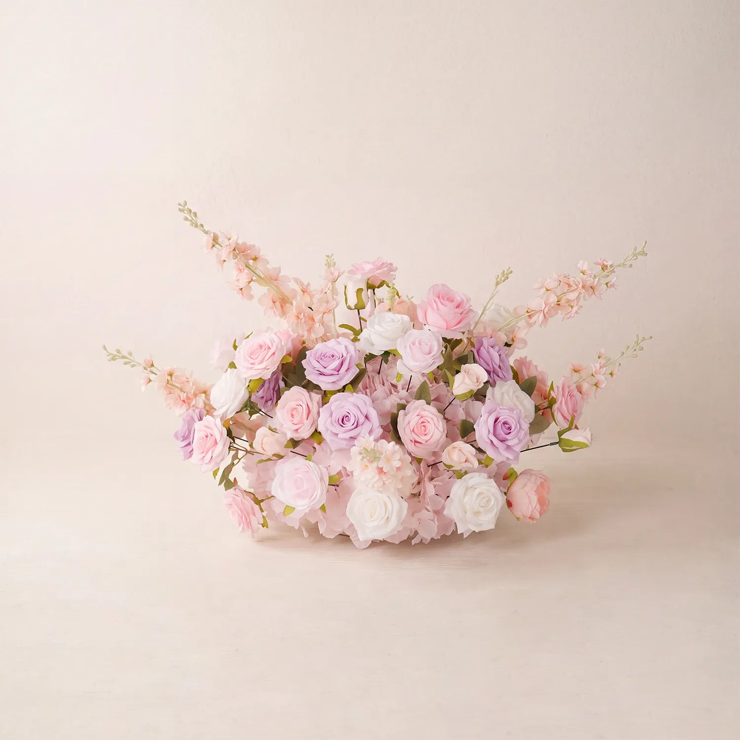 Romantic Pink Beach Wedding Decor | Ground Flowers & Table Flowers