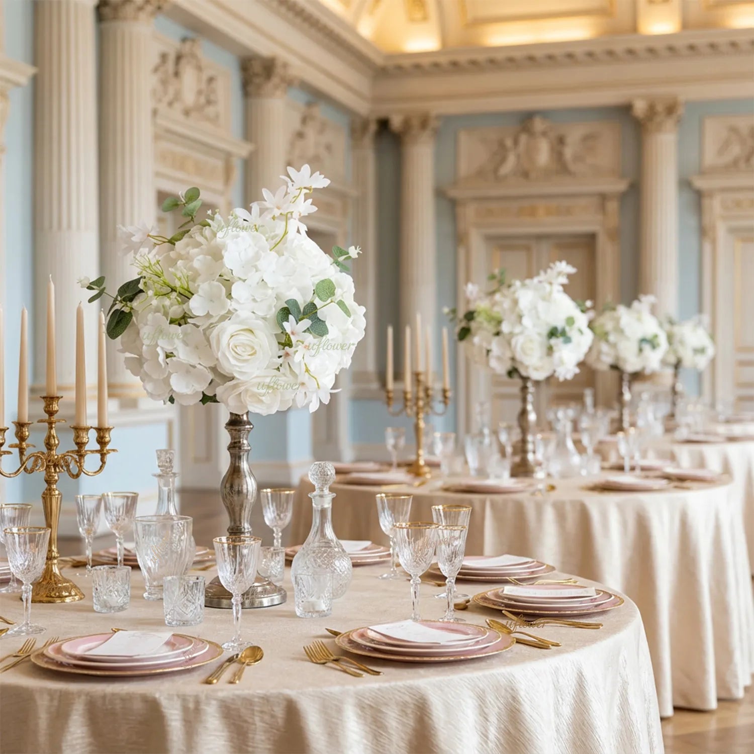 Uflower Rose Table Centerpieces Floral Ball Wedding Decor Flower Arrangement MB80099