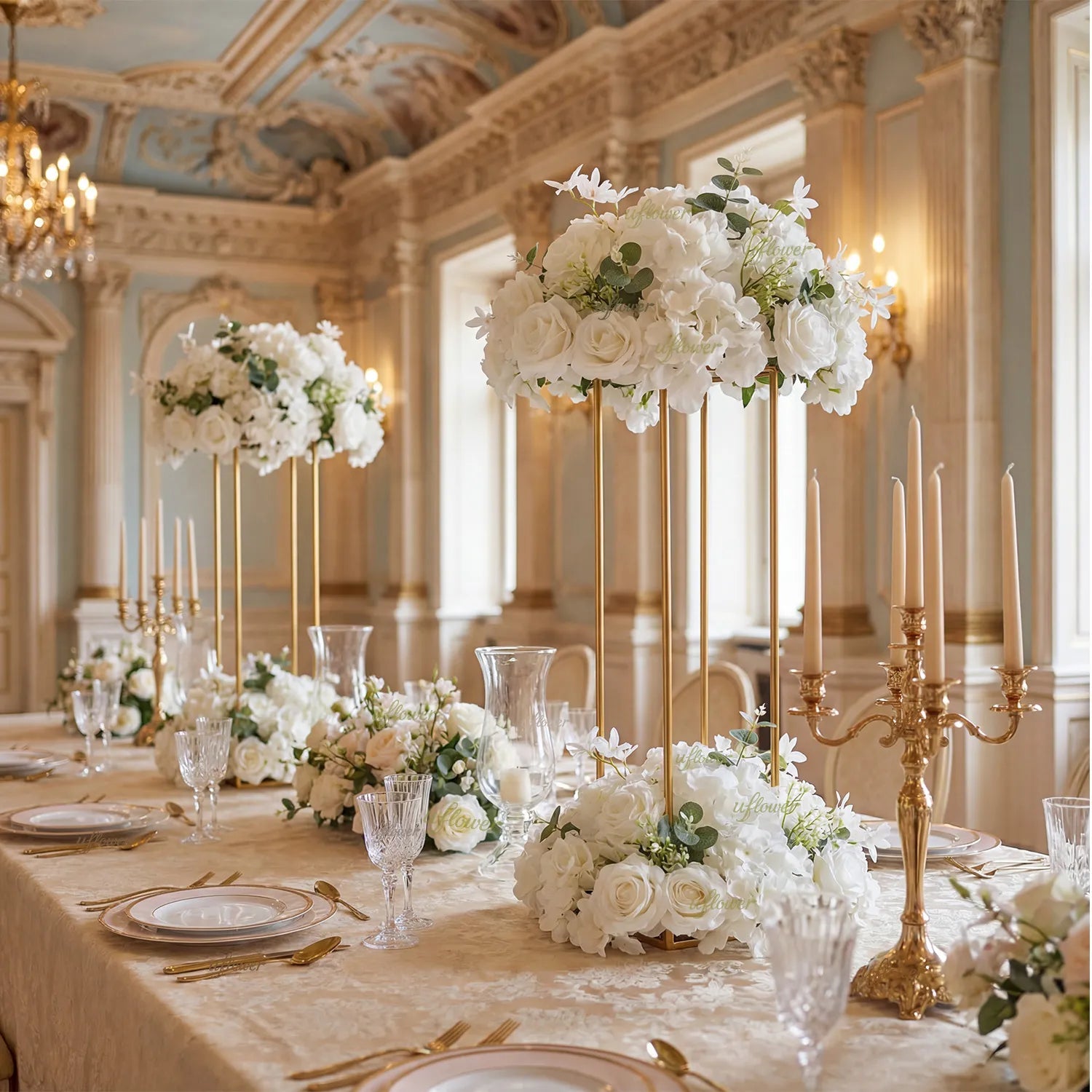 Uflower Rose Table Centerpieces Floral Ball Wedding Decor Flower Arrangement MB80098