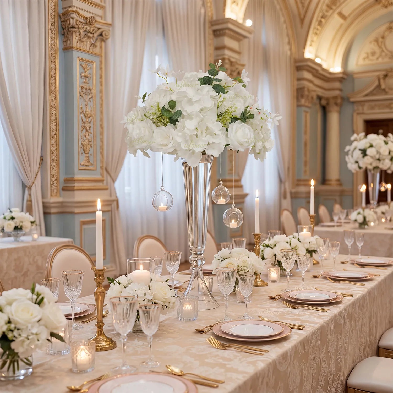 Uflower Rose Table Centerpieces Floral Ball Wedding Decor Flower Arrangement MB80098