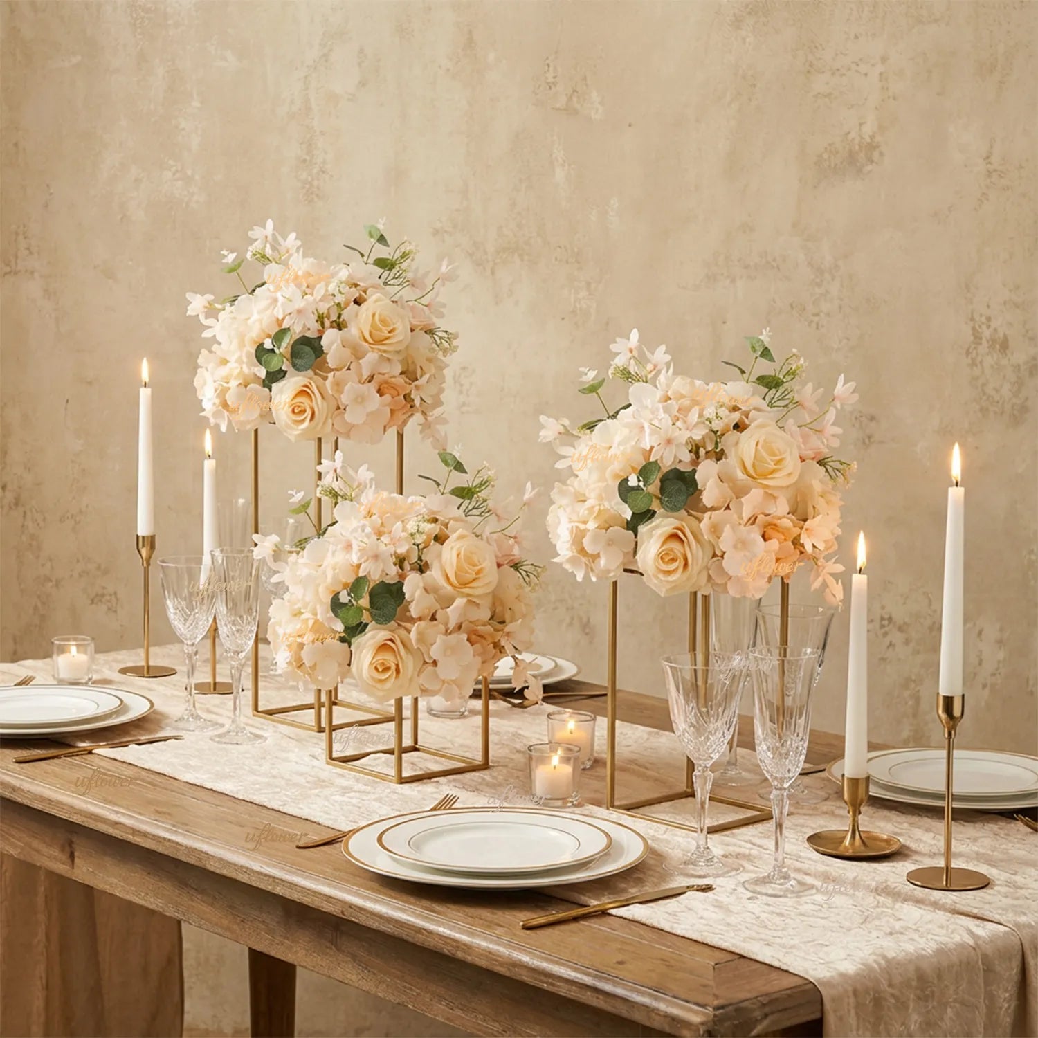 Uflower Rose Table Centerpieces Floral Ball Wedding Decor Flower Arrangement MB80099