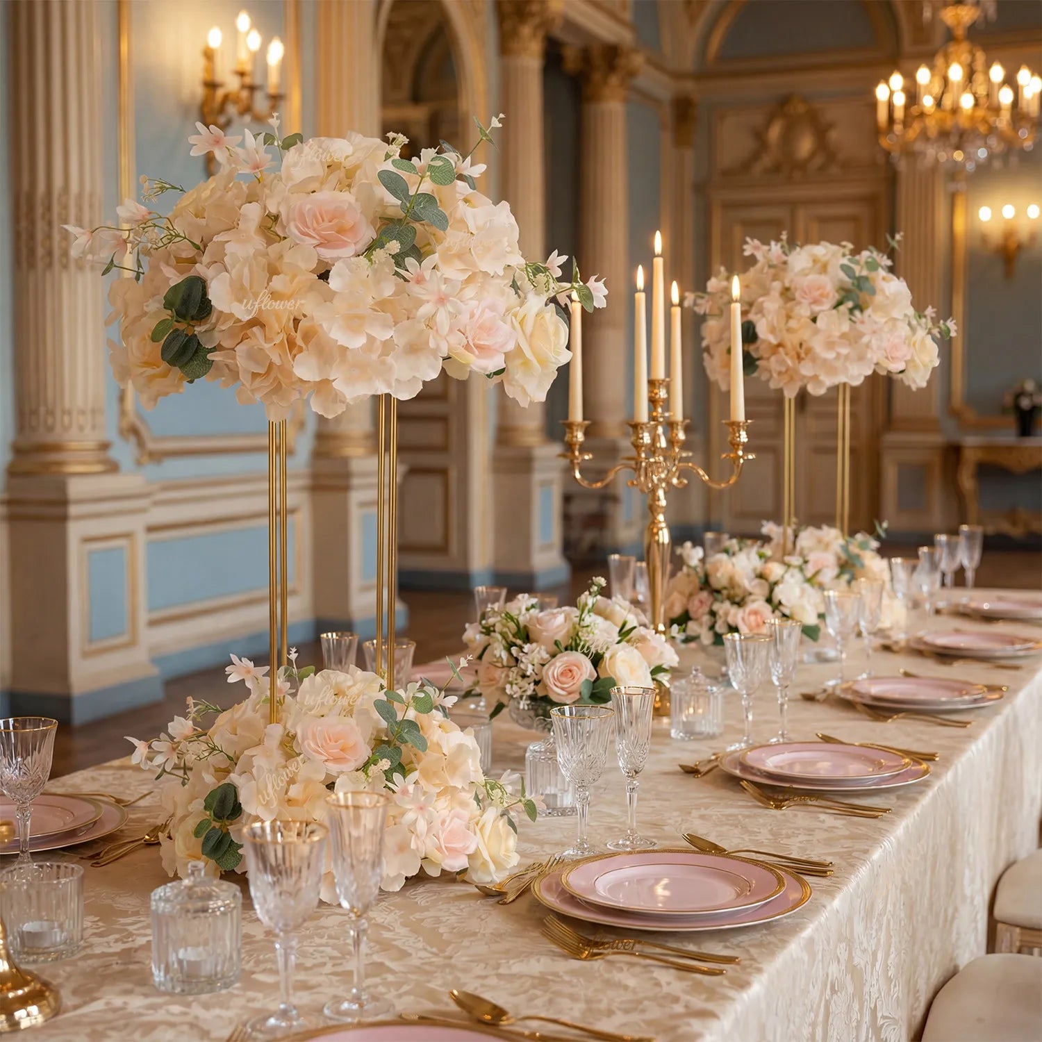 Uflower Rose Table Centerpieces Floral Ball Wedding Decor Flower Arrangement MB80098