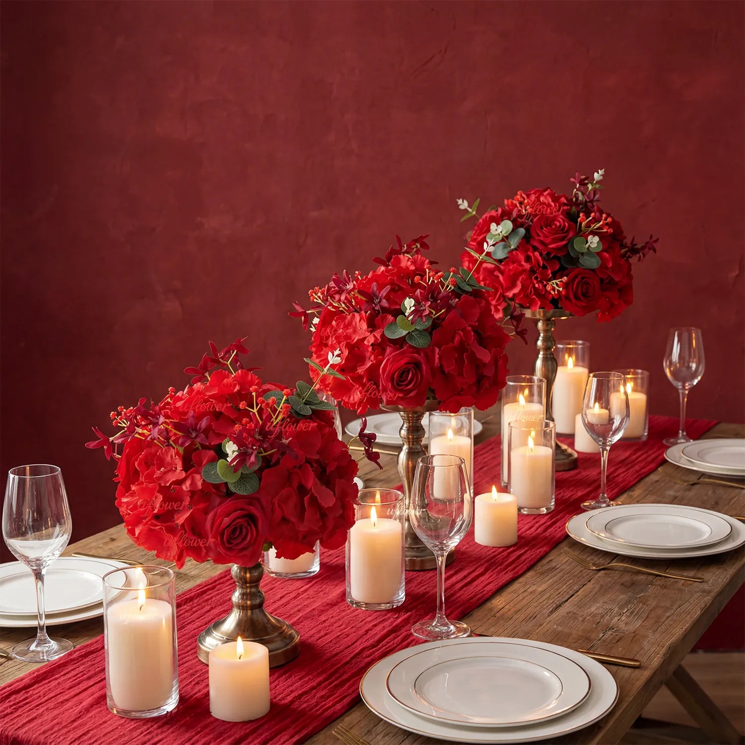 Uflower Rose Table Centerpieces Floral Ball Wedding Decor Flower Arrangement MB80098