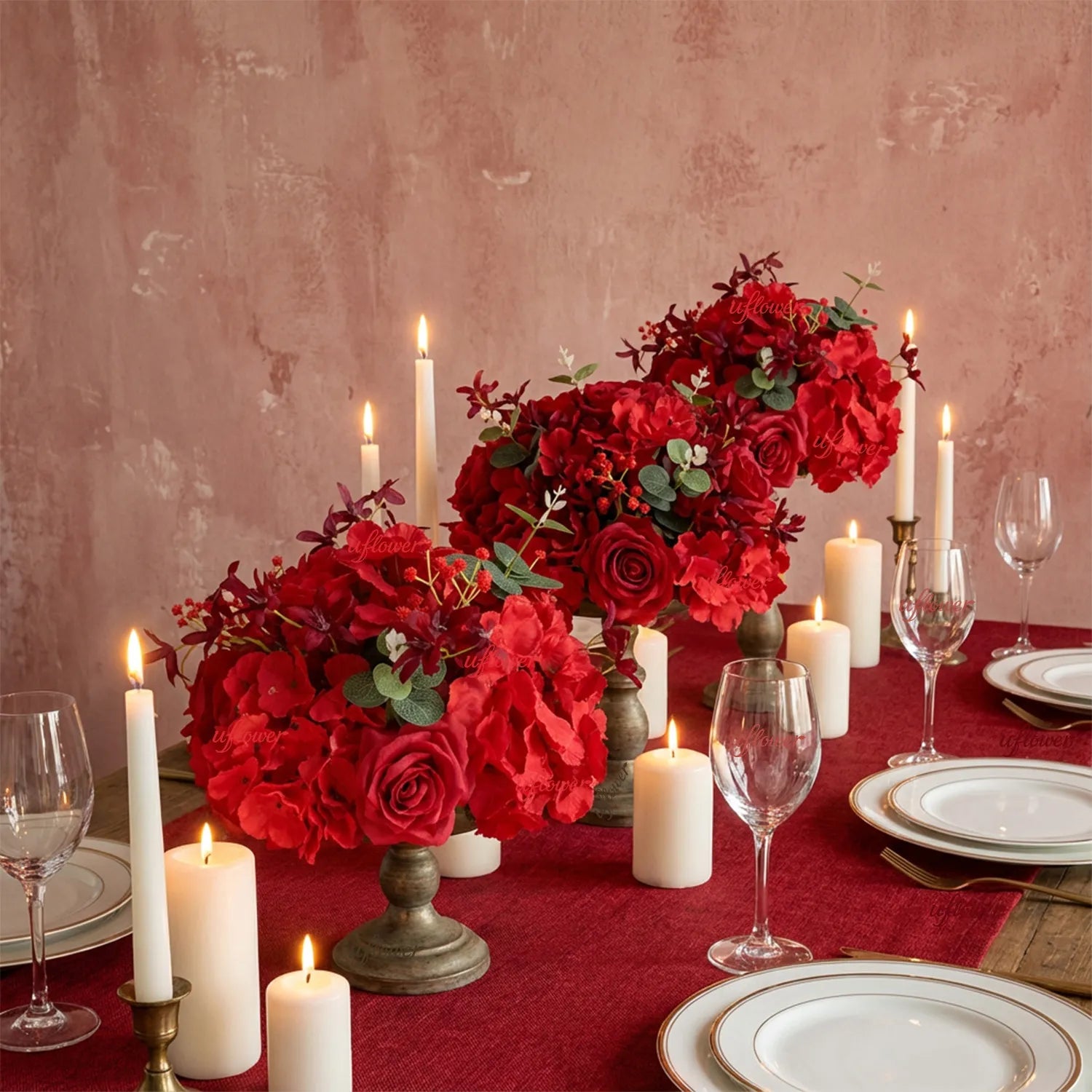 Uflower Rose Table Centerpieces Floral Ball Wedding Decor Flower Arrangement MB80099