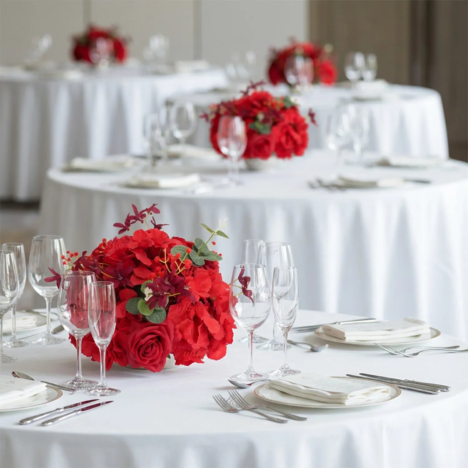 Uflower Rose Table Centerpieces Floral Ball Wedding Decor Flower Arrangement MB80098