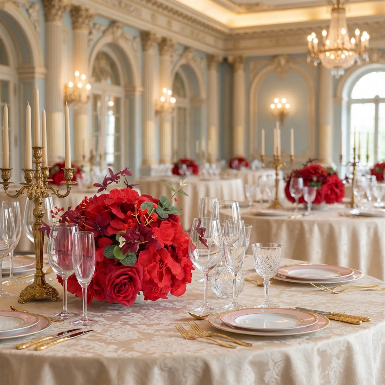 Uflower Rose Table Centerpieces Floral Ball Wedding Decor Flower Arrangement MB80099