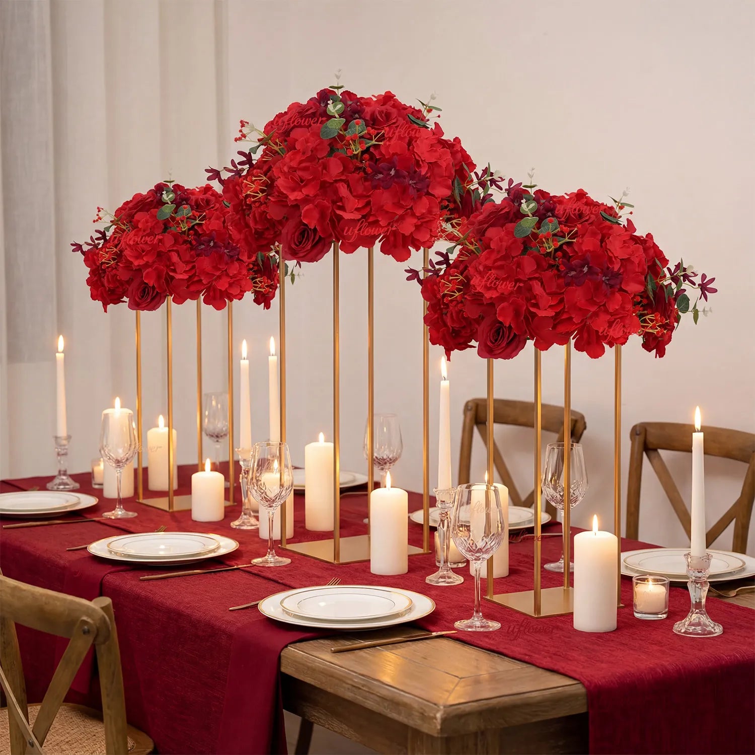 Uflower Rose Table Centerpieces Floral Ball Wedding Decor Flower Arrangement MB80098
