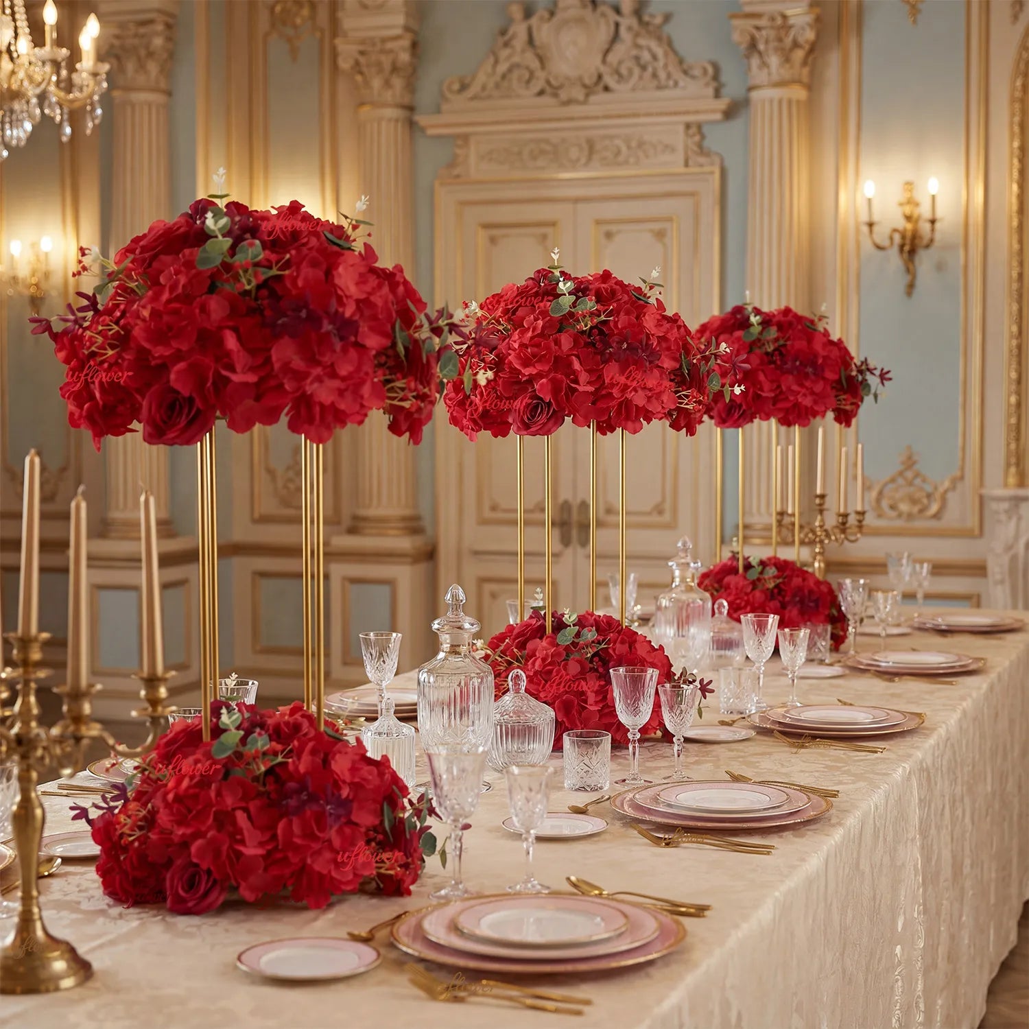Uflower Rose Table Centerpieces Floral Ball Wedding Decor Flower Arrangement MB80099