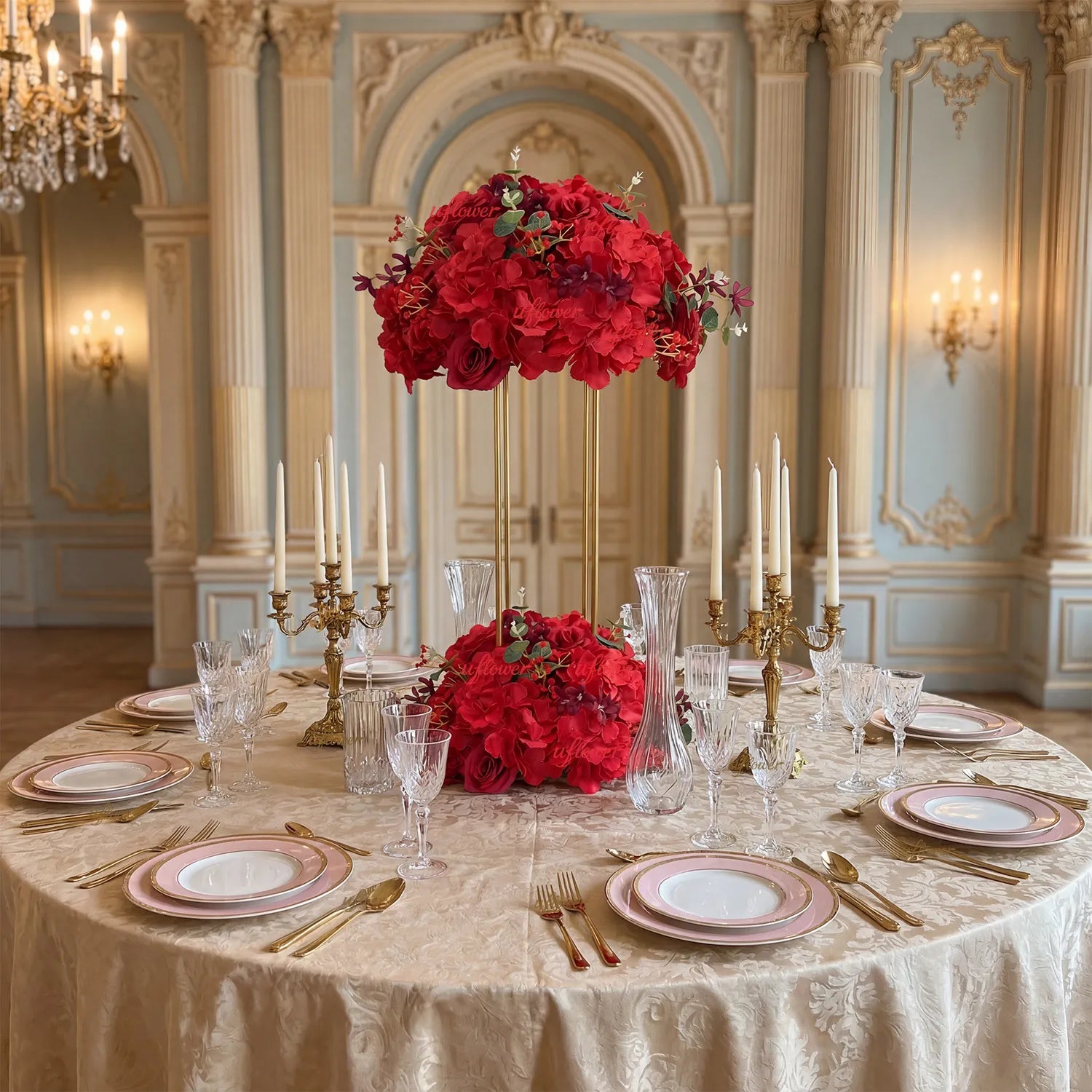 Uflower Rose Table Centerpieces Floral Ball Wedding Decor Flower Arrangement MB80099