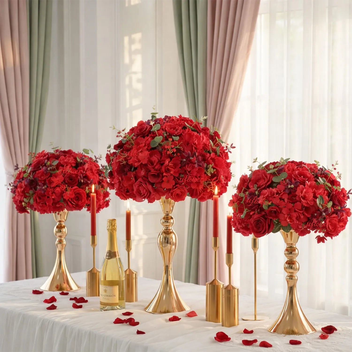 Uflower Rose Table Centerpieces Floral Ball Wedding Decor Flower Arrangement MB80098