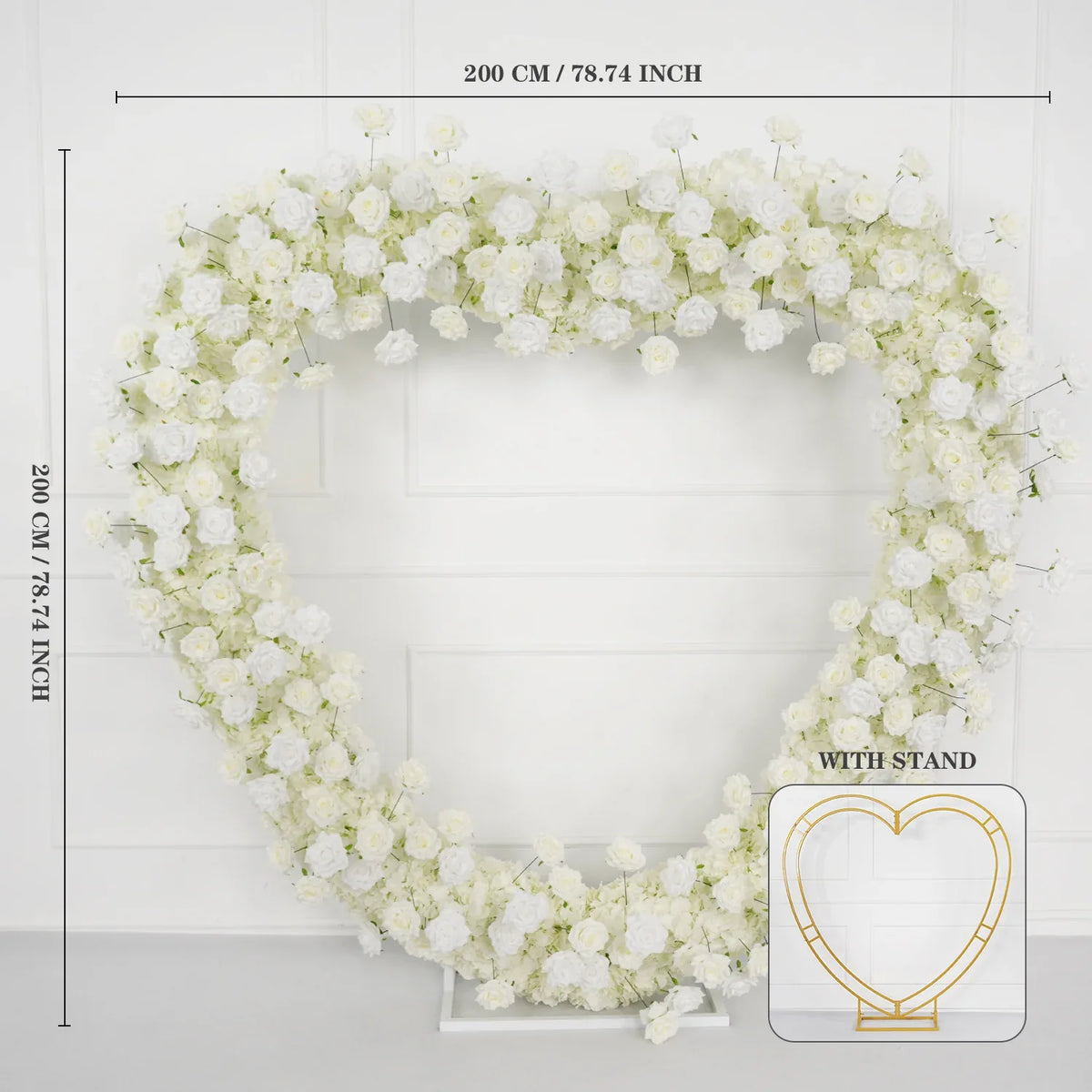 Uflower 2m*2m White Rose Heart-Shaped Arch Wedding Decor SET80011 - Uflower