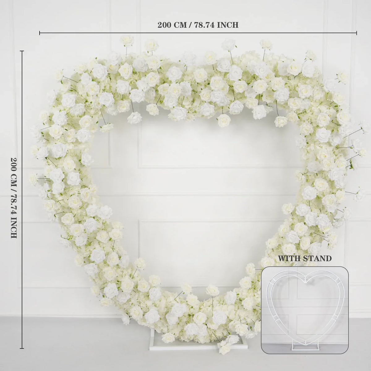 Uflower 2m*2m White Rose Heart-Shaped Arch Wedding Decor SET80011 - Uflower